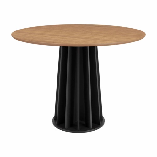 Mesa De Comedor Redonda Freijo Y Negro Fosco Pendiente MDF