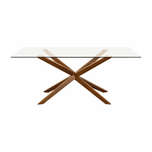 Mesa De Comedor Mobilia Madera De Caucho Y Vidrio